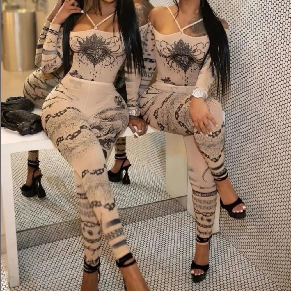 Jean Paul Gaultier Beige and Black Patterned 2 piece